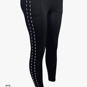 PINK VS Black Leggings with White Stripe Detail